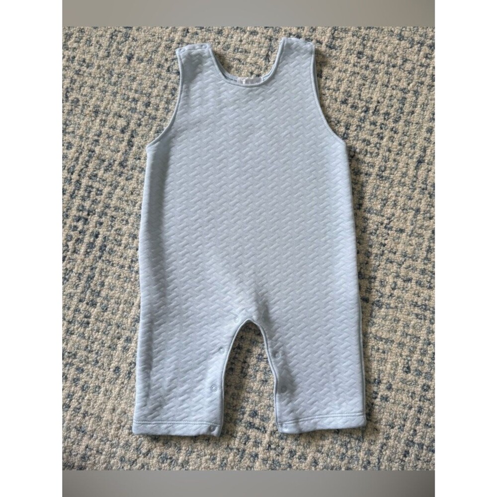 Kissy Kissy Baby Boys Light Blue Jacquard Overalls - size 9 months